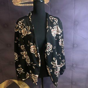 Black Floral Print Blazer
